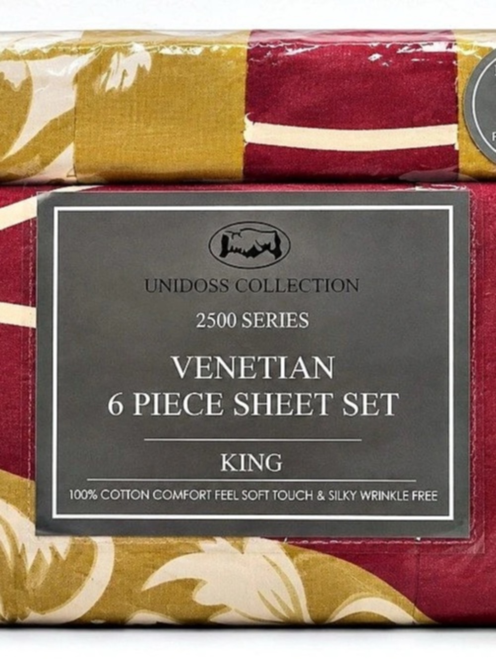 Uniedoss Collection 2500 Series Venetian 6 Piece Sheet Set King Floral Cotton Ne
